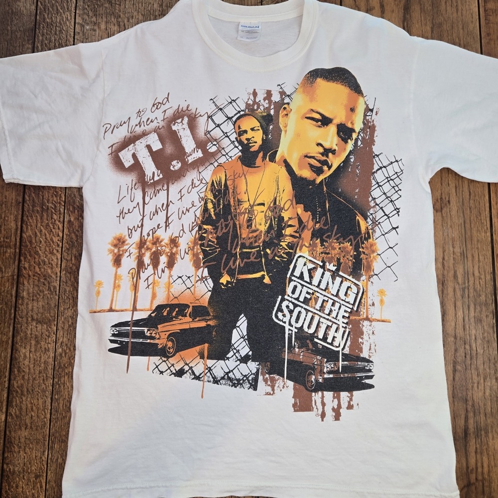 Vintage Y2k T.i. King Of The South Aop Double Sided T-shirt Sz Med Tip Rap Tee